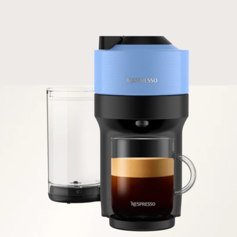Nespresso Sky Blue and Black Coffee Maker